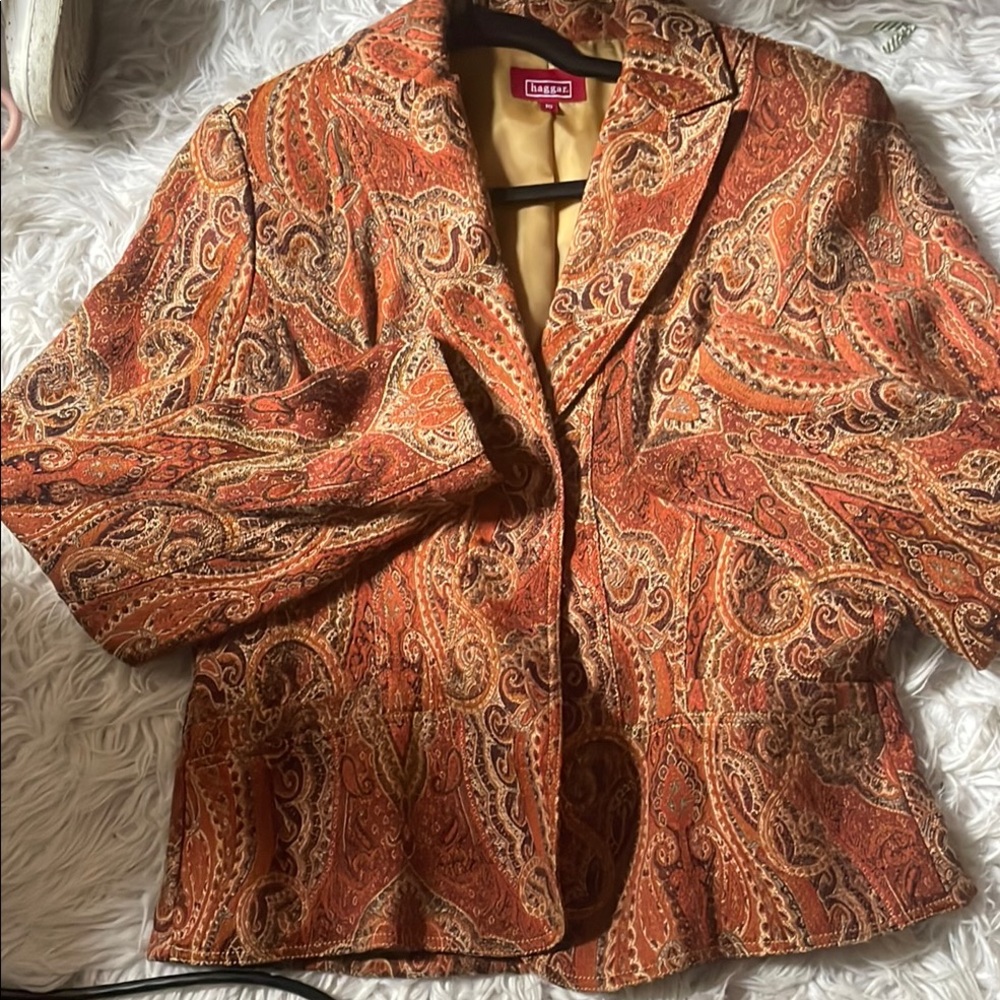 70s vintage style Women's Paisley Jacket - Orange and brown